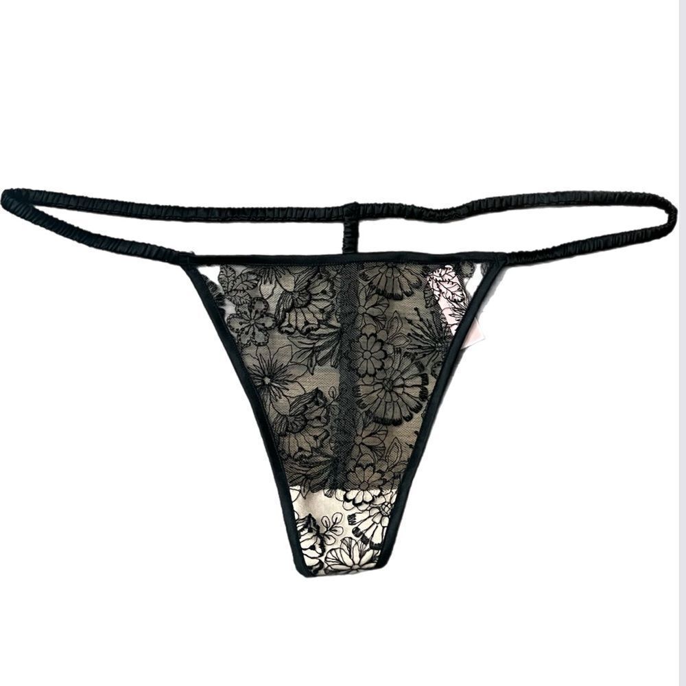 Victorias Secret Sexy Rose Embroidered Sheer Mesh V String Xlarge
